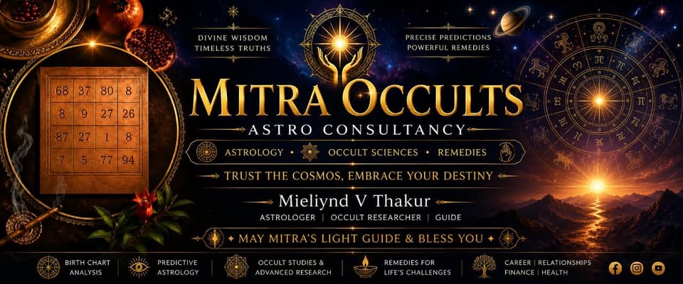 Mitra Occults original artwork: a golden zodiac, celestial sky and sunrise